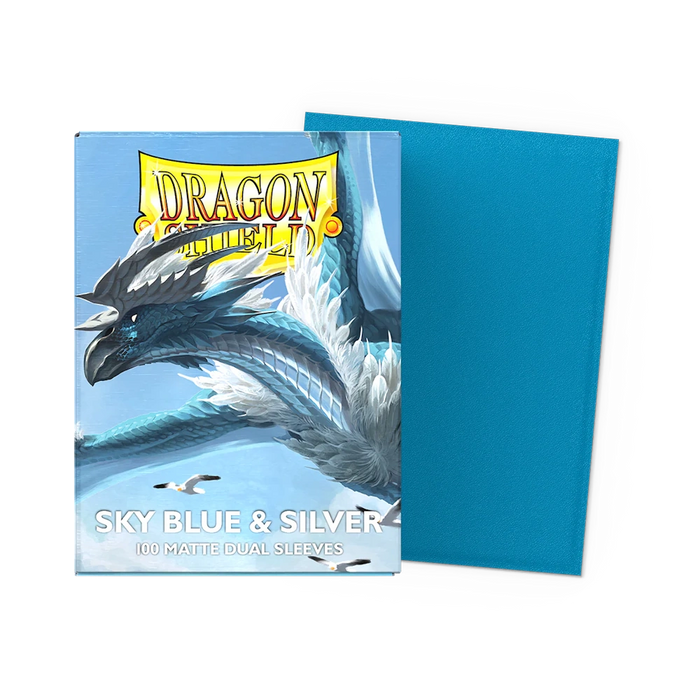 Dragon Shield Matte Dual Sleeves - Sky Blue & Silver - Standard Size (100)