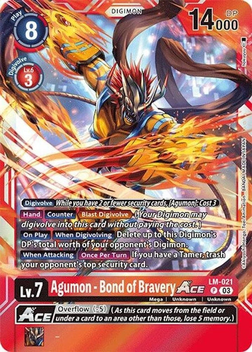 Agumon - Bond of Bravery ACE (#LM-021 P) (Special Limited Set) Near Mint Foil 