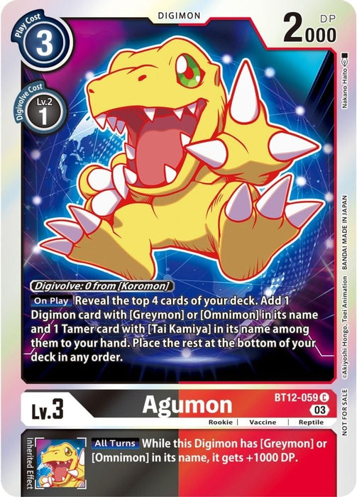 Agumon - BT12-059 (Official Tournament Pack Vol.11) (#BT12-059 C) (Across Time) Near Mint Foil 
