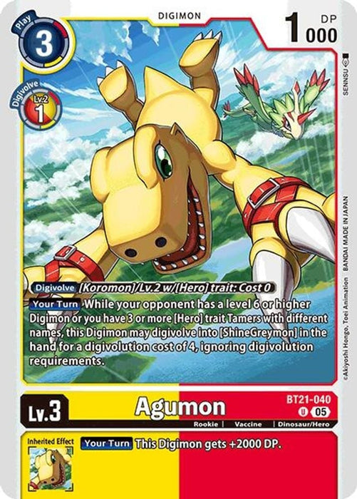 Agumon - BT21-040 (#BT21-040 U) (World Convergence) Near Mint 