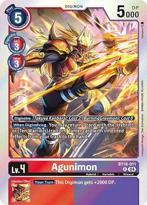 Agunimon (#BT18-011 R) (Release Special Booster 2.0) Near Mint Foil 