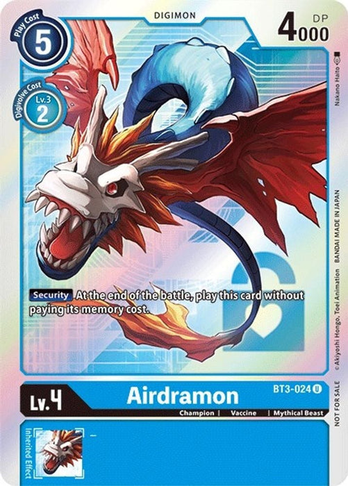 Airdramon (Box Topper) (#BT3-024 U) (Release Special Booster 1.5) Near Mint Foil 