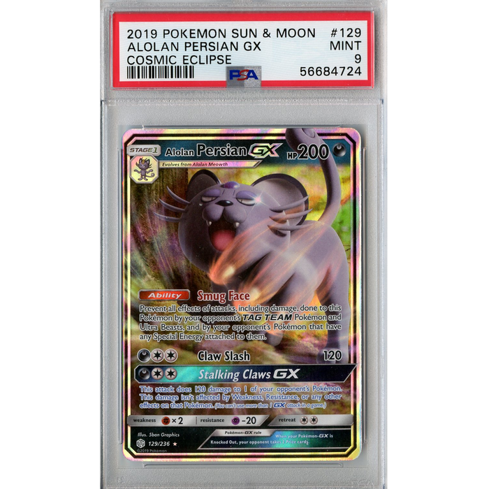 Alolan Persian GX (129/236) - Cosmic Eclipse [PSA 9] 