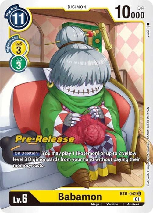 Babamon (#BT6-042 U) (Double Diamond Pre-Release Cards) Near Mint Foil 