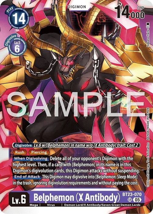 Belphemon (X Antibody) (#BT23-070 SR) (Hackers' Slumber) Near Mint Foil 
