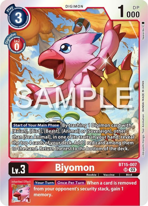Biyomon (#BT15-007 SR) (Exceed Apocalypse) Near Mint Foil 