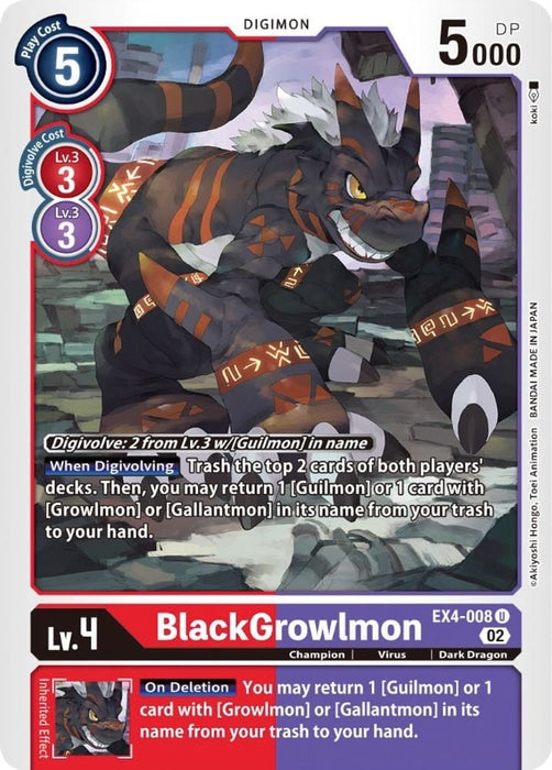 BlackGrowlmon (#EX4-008 U) (Alternative Being Booster) Near Mint 