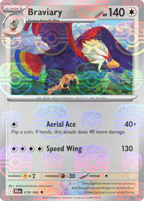 Braviary (078/086) (Master Ball Pattern) [Scarlet & Violet: Black Bolt] 