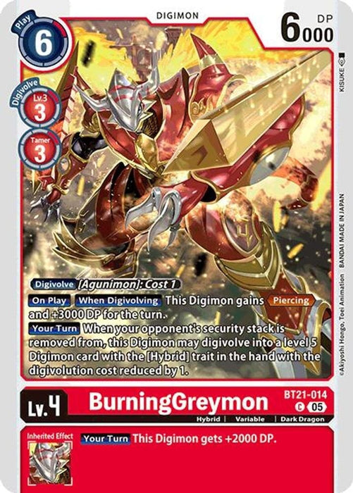 BurningGreymon (#BT21-014 C) (World Convergence) Near Mint 