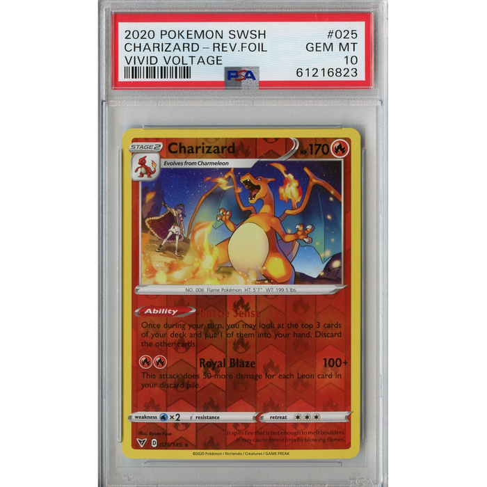 Charizard (025/185) - Reverse Holo Rare - Vivid Voltage [PSA 10] 