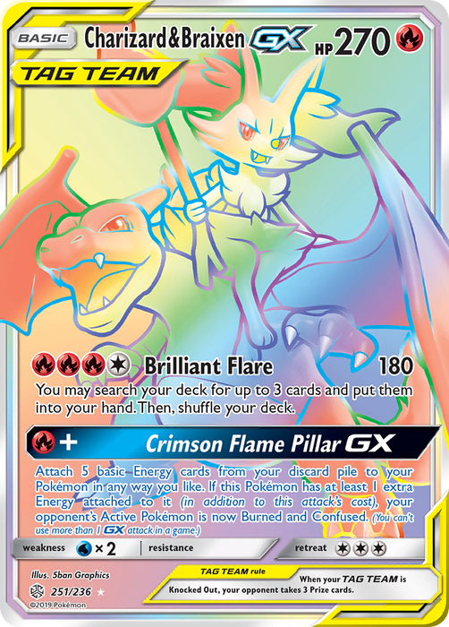 Charizard & Braixen GX (Secret) [SM - Cosmic Eclipse] 