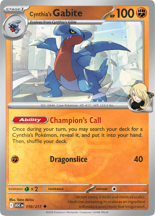 Cynthia's Gabite (Poke Ball) (110/217) [Mega Evolution: Ascended Heroes]