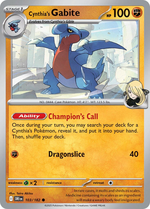 Cynthia's Gabite (103/182) [Scarlet & Violet: Destined Rivals] 
