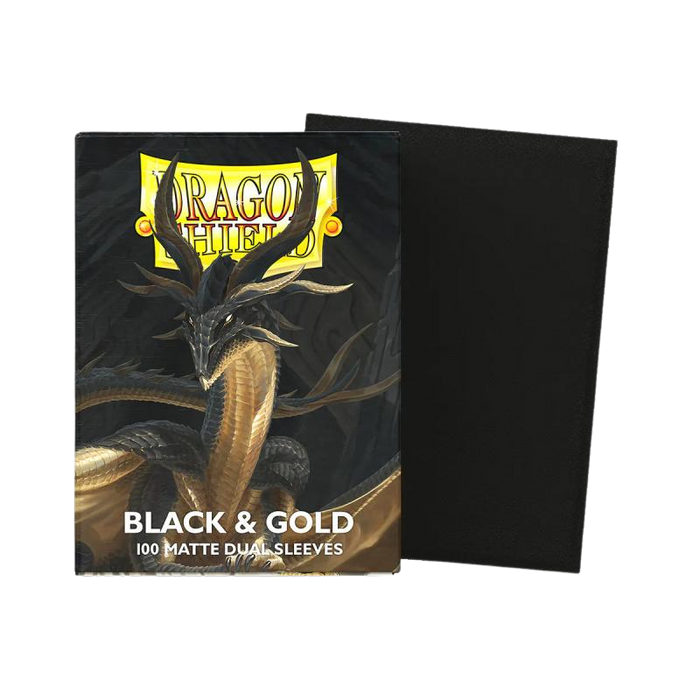 Dragon Shield Matte Dual Sleeves - Black & Gold - Standard Size (100)