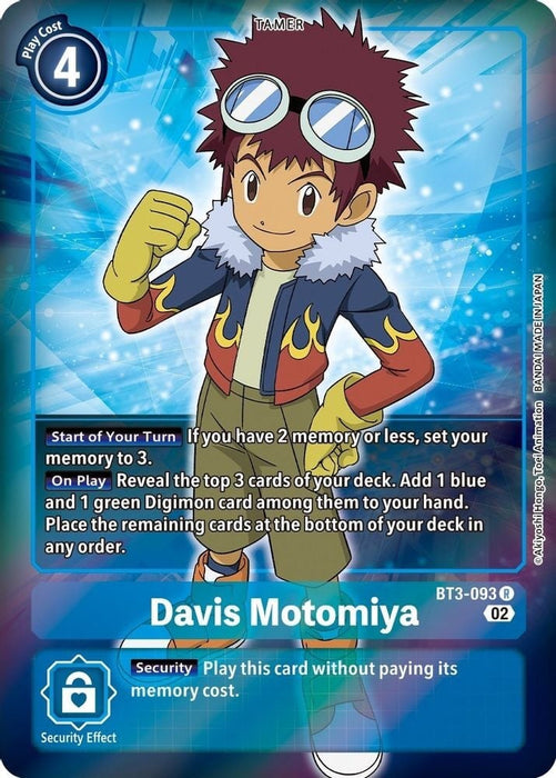 Davis Motomiya (Alternate Art) (#BT3-093 R) (Starter Deck 12: Jesmon) Near Mint Foil 