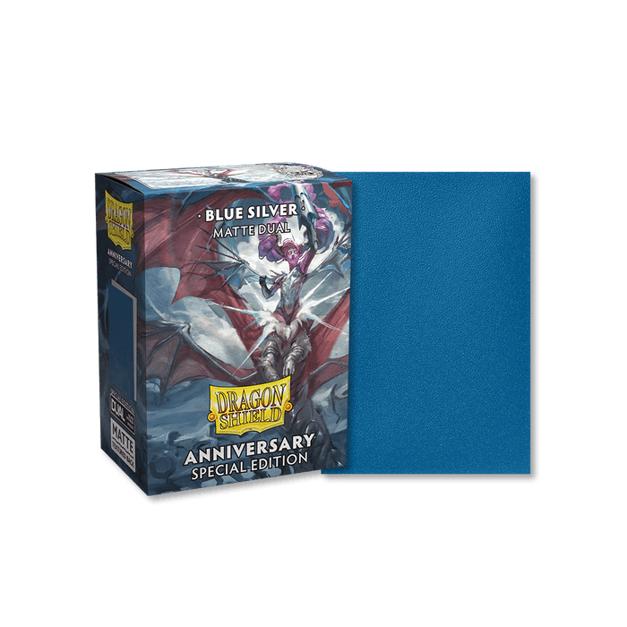 Dragon Shield Matte Dual Sleeves - Standard Size (100) Blue Silver (25th Anniversary Special Edition) 