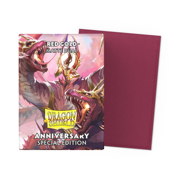 Dragon Shield Matte Dual Sleeves - Standard Size (100) Red Gold (25th Anniversary Special Edition) 
