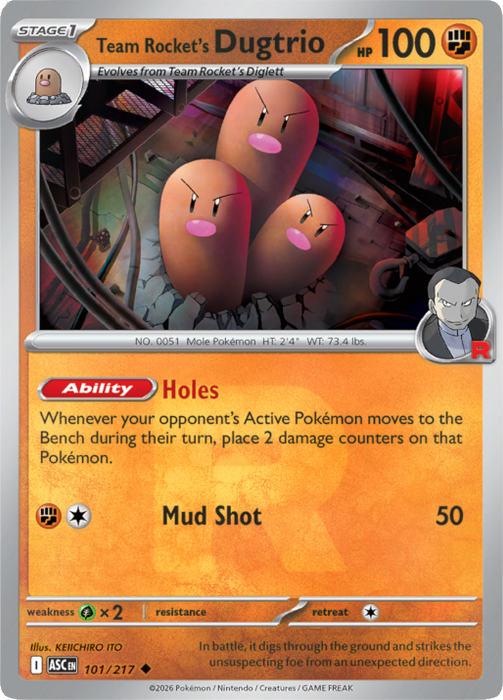 Team Rocket's Dugtrio (Team Rocket Pattern) (101/217) [Mega Evolution: Ascended Heroes]
