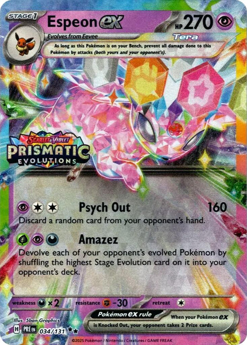 Espeon ex (034/131) (Prismatic Evolutions Stamp) [Scarlet & Violet: Prismatic Evolutions] 