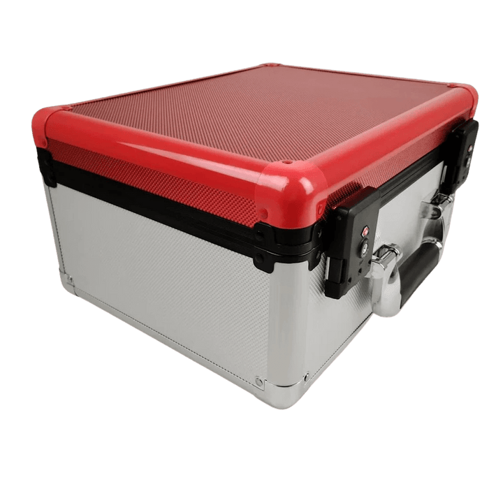 EVORETRO Aluminum Graded Card Storage Box w/ TSA Lock (3 Row) Red and Silver 