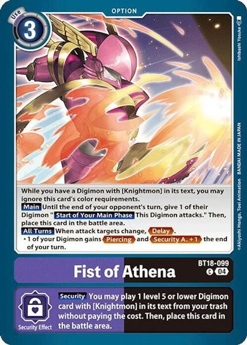 Fist of Athena (#BT18-099 C) (Release Special Booster 2.0) Near Mint 