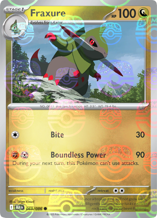 Fraxure (069/086) (Master Ball Pattern) [Scarlet & Violet: Black Bolt] 