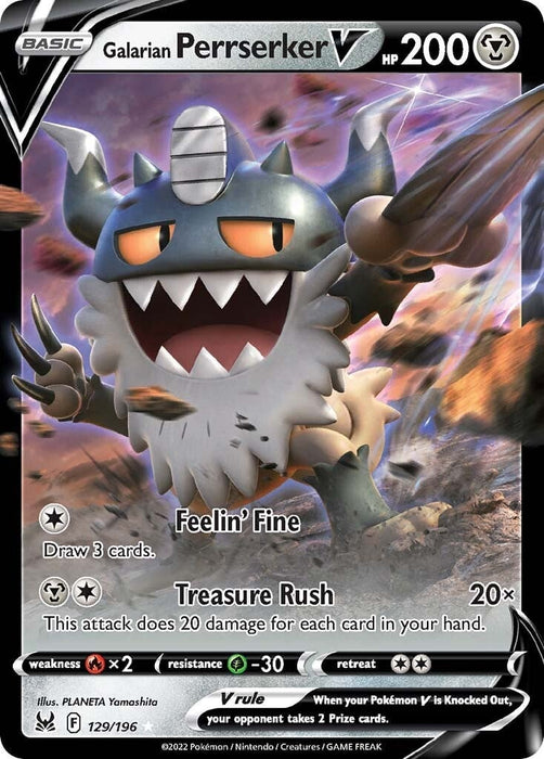 Galarian Perrserker V (129/196) [Sword & Shield: Lost Origin] 