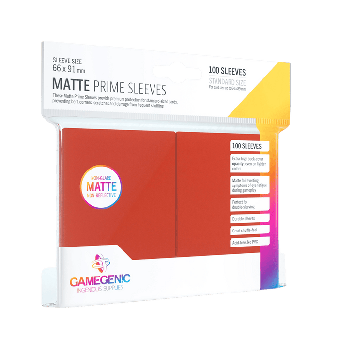 Gamegenic Matte Prime Sleeves - Standard Size (100) Red 