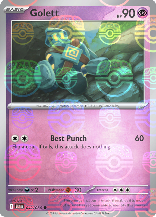 Golett (042/086) (Master Ball Pattern) [Scarlet & Violet: Black Bolt] 