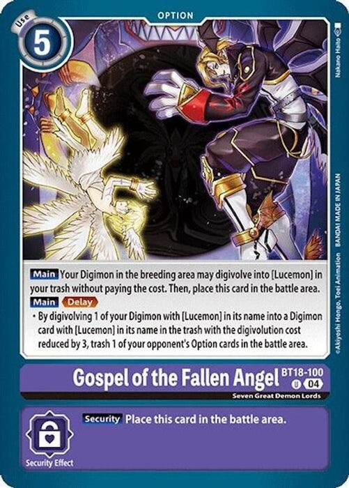 Gospel of the Fallen Angel (#BT18-100 U) (Release Special Booster 2.0) Near Mint 