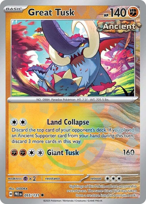 Great Tusk (055/131) (Poke Ball Pattern) [Scarlet & Violet: Prismatic Evolutions] 