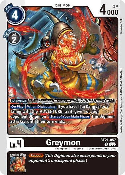 Greymon (#BT21-057 U) (World Convergence) Near Mint 