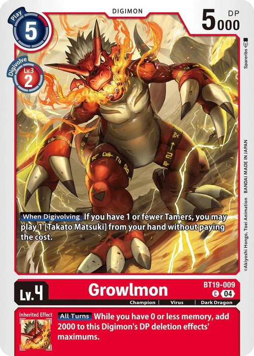 Growlmon (#BT19-009 C) (Release Special Booster 2.5) Near Mint 