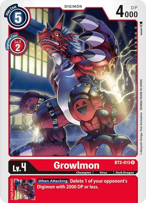 Growlmon (#BT2-013 U) (Release Special Booster 1.0) Near Mint 