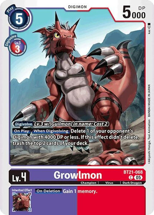Growlmon (#BT21-068 C) (World Convergence) Near Mint 