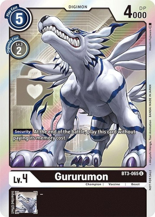 Gururumon (Box Topper) (#BT3-065 U) (Release Special Booster 1.5) Near Mint Foil 