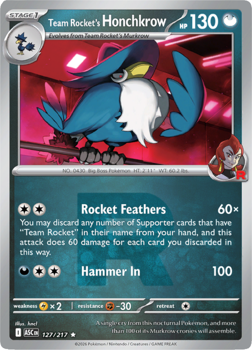 Team Rocket's Honchkrow (Team Rocket Pattern) (127/217) [Mega Evolution: Ascended Heroes]