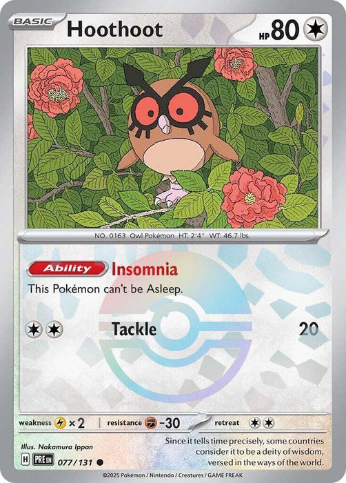 Hoothoot (077/131) (Poke Ball Pattern) [Scarlet & Violet: Prismatic Evolutions] 