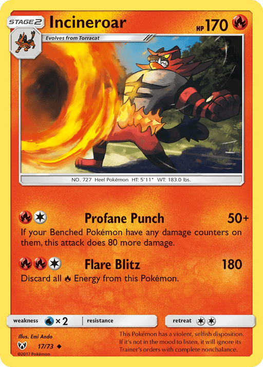 Incineroar (17/73) [Sun & Moon: Shining Legends] 