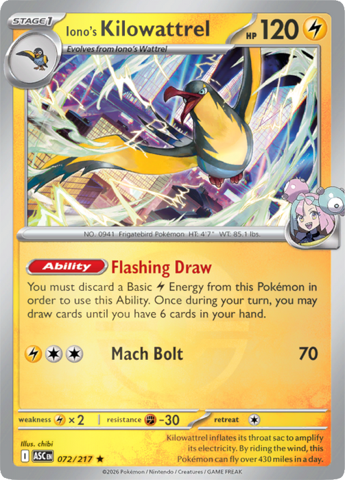 Iono's Kilowattrel (Poke Ball) (072/217) [Mega Evolution: Ascended Heroes]