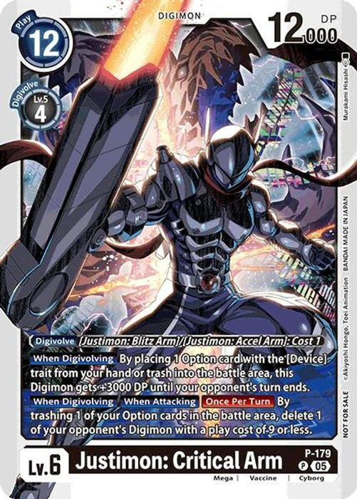 Justimon: Critical Arm (Store Tournament 2025 Vol.2 Participation Pack) (#P-179 P) (Digimon Promotion Cards) 