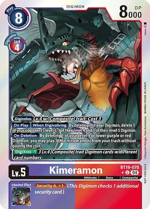 Kimeramon (Release Special Booster 2.0: Box Promotion Pack) (#BT19-070 U) (Release Special Booster 2.0) Near Mint Foil 