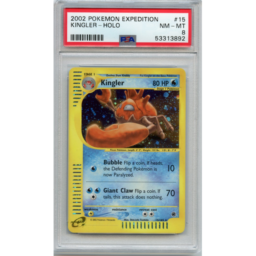 Kingler (15/165) - Holo Rare - Expedition [PSA 8] 