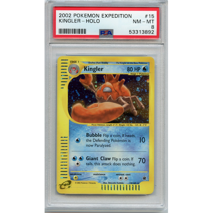 Kingler (15/165) - Holo Rare - Expedition [PSA 8] 