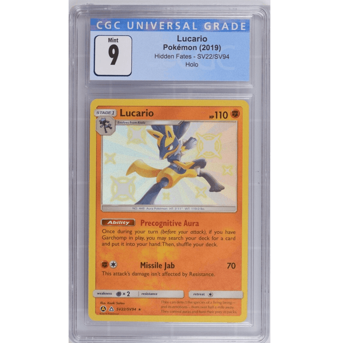 Lucario (SV22/SV94) - Holo Rare - Hidden Fates [CGC 9] 