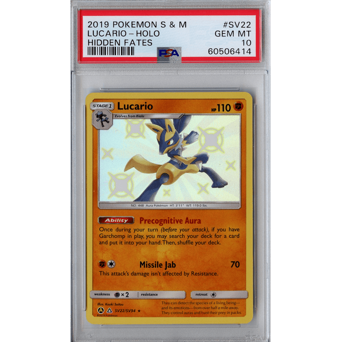 Lucario (SV22/SV94) - Holo Rare - Hidden Fates [PSA 10] 