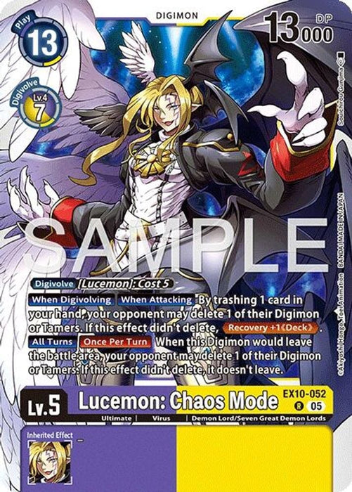 Lucemon: Chaos Mode (#EX10-052 R) (Sinister Order) Near Mint Foil 