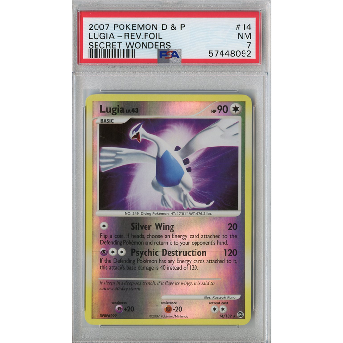 Lugia (14/132) - Reverse Holo Rare - Secret Wonders [PSA 7] 