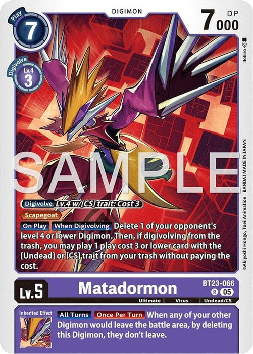 Matadormon (#BT23-066 R) (Hackers' Slumber) Near Mint Foil 