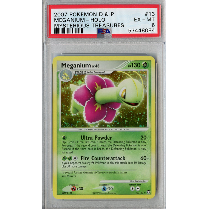 Meganium (13/123) - Holo Rare - Mysterious Treasures [PSA 6] 